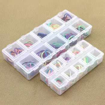 Caixa de plástico com Tampa de Brincos Anéis de Grânulos de Armazenamento de Caso Prático Compartimento do Projeto Caixa de Jóias Artesanais de Abastecimento