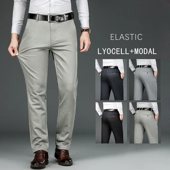 Negócios de luxo, masculina Casual Calças de Outono Nova Lyocell Modal Tecido Confortável de Algodão de Alta qualidade da Marca Masculina, Calças