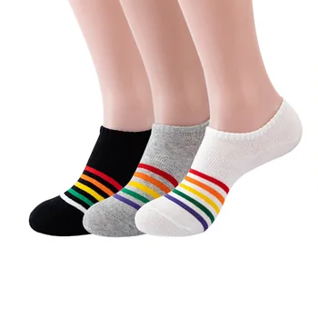 Rainbow Socks Moda feminina Simples Meias de Algodão Academia de Verão Desportivo de Estilo Curto Meias para Mulheres