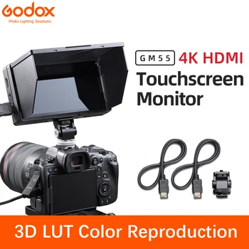 Godox GM55 4K Monitor de 5.5 Polegadas na Câmera DSLR 3D LUT Tela de Toque IPS FHD (1920x1080 Vídeo 4K HDMI Monitor de Campo Dslr