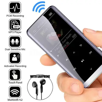 Compatível com Bluetooth Leitor de MP3 MP4 Sport Music alto-Falantes E-books AMV, AVI Mídia de Vídeo Rádio FM Gravador de Tela de Vidro MP3 alto-Falante
