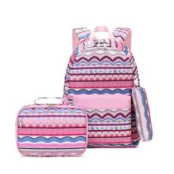 3pcs/Set Backpack do Laptop Alça Ajustável Fashion Mulheres de Nylon de Viagem Mochila Bonito Gradiente de Trabalho Mochila para o Trabalho da Escola de Viagem