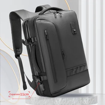 Homens de 15,6 Polegadas Laptop Backpack Anti-roubo de Mochila Impermeável Expansível de Carregamento USB Mochila de Grande Capacidade de Viagem Mochila
