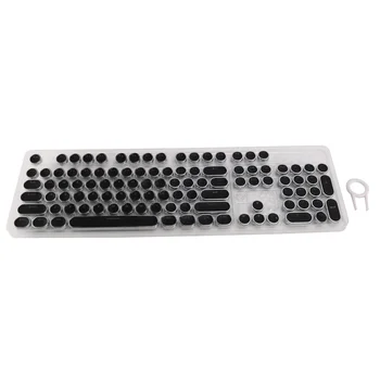 104-Chave Retro Rodada Keycaps Lente Dupla DIY máquina de escrever Keycaps com luz de fundo Teclado Mecânico Rodada Keycaps Preto