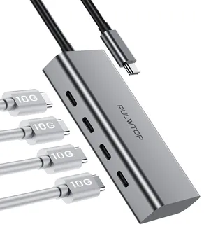 Pulwtop 4 Porta USB C Hub de 10 gbps com USB-Macho C 4*USB-C Feminino Hub USB Adaptador Multiporta para o MacBook Pro, o Chromebook, o iMac, o XPS