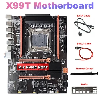 X99T placa-Mãe+Cabo SATA+Mudar+Cabo de massa Térmica+Defletor M. 2 NVME NGFF Apoio DDR4 4X16G Para V3 CPU