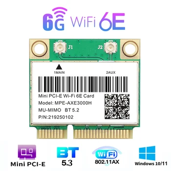 Wi-fi 6E AX210HMW Bluetooth 5.3 Mini PCI-E da Placa Wifi Intel AX210 5374Mbps 802.11 ax 2,4 G/5G/6G WiFi 6 AX200 Adaptador sem Fio