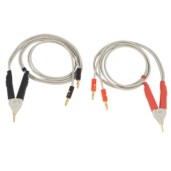 1 par isolado de banana plug clipes de cabo de Baixa Resistência LCR Clipe Sonda Leva de Teste de Medidor de Terminal Kelvin Novo