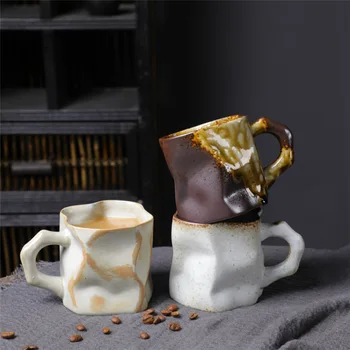 Forma Irregular de Cerâmica, Copos de Chá com Alça de Retro Copos de Leite Caneca de Café em Casa Cozinha Criativa de Cerâmica, Canecas de Café Retro