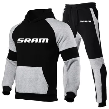 SRAM 2023 Primavera, Outono Homens Conjuntos Casual Treino de Moda Jaqueta+Calça com Duas Peças de Conjuntos de Homens de Retalhos Sportswear Masculino