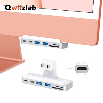 Qwiizlab USB C Hub 7-em-1 Adaptador USB-C 10 gbps com USB-UMA 5Gbps Leitores de Cartão de 100MB/s, HDMI 4K 60Hz para 2021 iMac de 24 polegadas M1