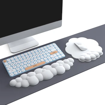 O resto do Conjunto de Nuvem Teclado Mouse Apoio de Pulso Mouse Pad de Silicone, Espuma de PU