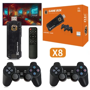 X8 Jogo Stick 4K 3D, Jogos de Arcade Retro Consolas de jogos de Vídeo de Controlador Duplo Android de 10 TV HD com Sistema Dual para Presentes de Natal