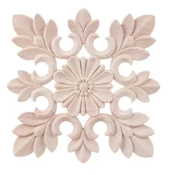 1X de Borracha, de Madeira Esculpida Floral Decalque de Artesanato Onlay Applique Móveis DIY Decoração #C:20*20cm