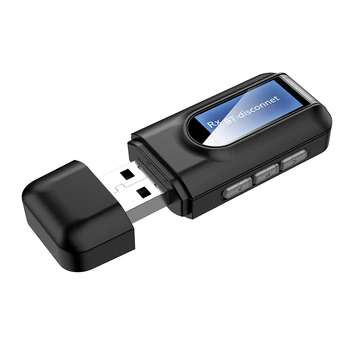 Bluetooth 5.0 Transmissor e o Receptor, 2 em 1 Adaptador sem Fio com Visor LCD de 3,5 mm AUX Estéreo USB para PC TV de Carro Fones de ouvido