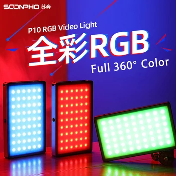 SOONPHO P10 LED RGB de Vídeo Mini-Luz da Cor Completa de Iluminação Fotográfica 2500K-8500K Bi Cor Para o Youtube Tik Tok Photo Studio