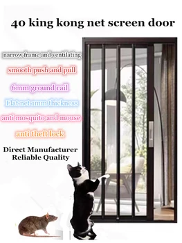 63 série Anti-risco por gatos de alumínio do tipo à prova de Água Plissado Malha de metal Retrátil de Dobramento voar Porta de Tela com chave de bloqueio