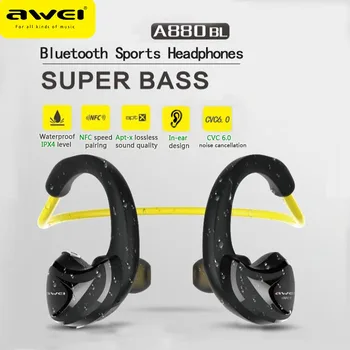 Awei A880BL Condução de Ar Bluetooth Fones de ouvido hi-fi de Ouvido do gancho Fones de ouvido sem Fio de Esportes Fone de ouvido com Microfone Impermeável Fones de ouvido