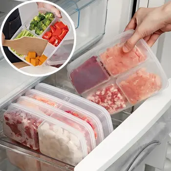 Portátil de Armazenamento Frigorífico, Cozinha Cebola Tool1pc Caixa de Organizadores de Gengibre Compartimento Sub-refeições Congelador 4 Limpar as Grelhas de Comida de Carne