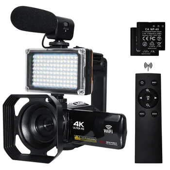 4K Ultra HD, Câmera Digital de 3.0 Inci 48MP Zoom de 18X wi-Fi Câmera de vídeo à prova de Vento Microfone Luz de Preenchimento de Vídeo Vlogging Para o YouTube